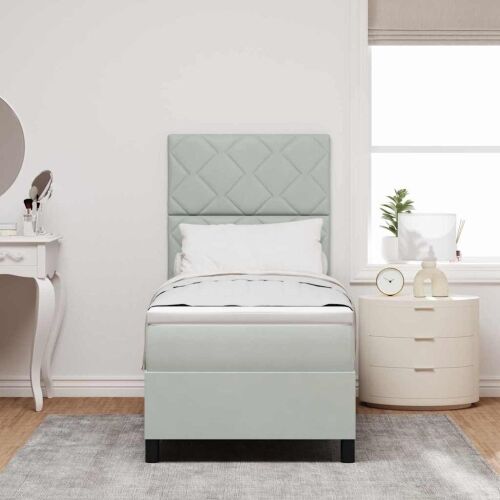 LED Box Spring Krevet Svijetlo siva 80 x 200 cm Baršun - Svjetlosiva 80 x 200 cm Dizajn s rombovima Cijena