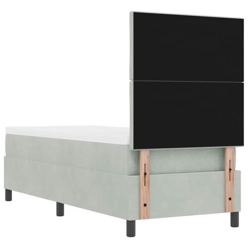 LED Box Spring Krevet Svijetlo siva 80 x 200 cm Baršun - Svjetlosiva 80 x 200 cm Dizajn s rombovima Cijena