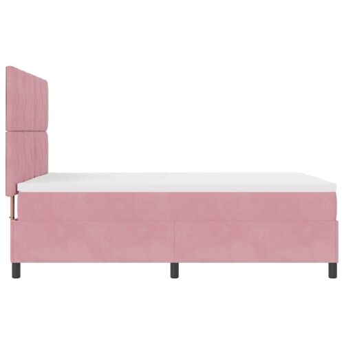 LED Box Spring Krevet Ružičasta 140 x 190 cm Baršun - Ružičasta 140 x 190 cm Dizajn s rombovima Cijena