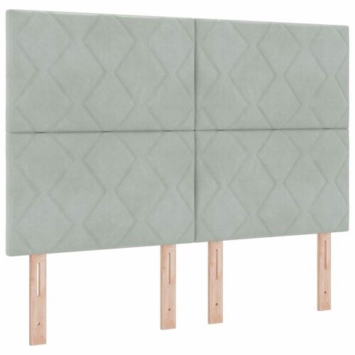 LED Box Spring Krevet Svijetlo siva 160 x 200 cm Baršun - Svjetlosiva 160 x 200 cm Dizajn s rombovima Cijena