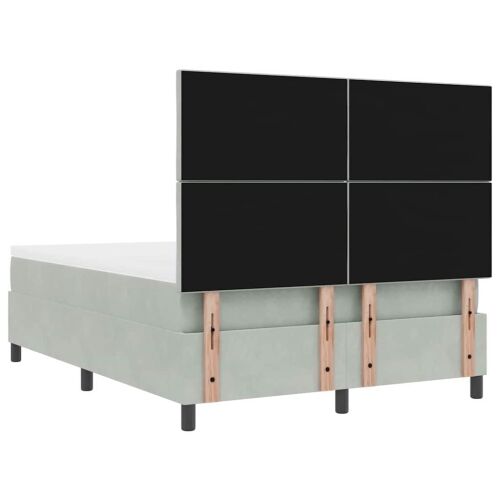 LED Box Spring Krevet Svijetlo siva 160 x 200 cm Baršun - Svjetlosiva 160 x 200 cm Dizajn s rombovima Cijena