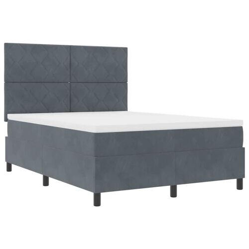 LED Box Spring Krevet Tamno siva 160 x 200 cm Baršun - Tamno siva 160 x 200 cm Dizajn s rombovima Cijena