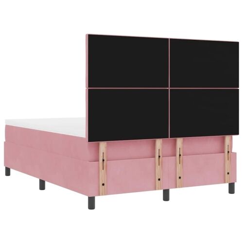 LED Box Spring Krevet Ružičasta 160 x 200 cm Baršun - Ružičasta 160 x 200 cm Dizajn s rombovima Cijena