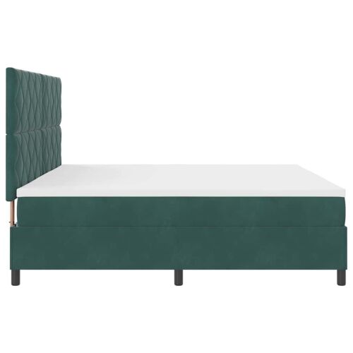 LED Box Spring Krevet Tamnozelena 200 x 200 cm Baršun - Tamnozelena 200 x 200 cm Dizajn s rombovima Cijena