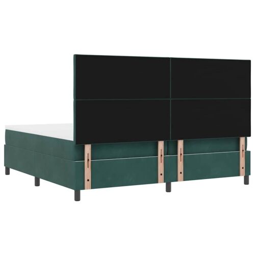 LED Box Spring Krevet Tamnozelena 200 x 200 cm Baršun - Tamnozelena 200 x 200 cm Dizajn s rombovima Cijena