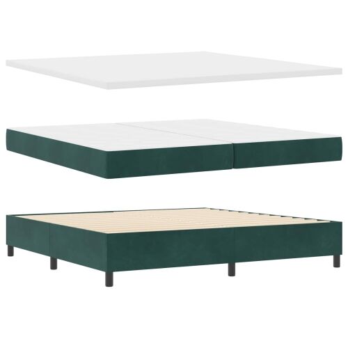 LED Box Spring Krevet Tamnozelena 200 x 200 cm Baršun - Tamnozelena 200 x 200 cm Dizajn s rombovima Cijena