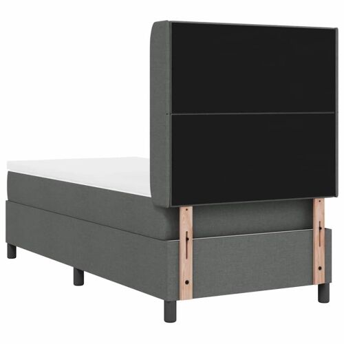 LED Box Spring Krevet Tamno siva 100 x 200 cm tkanina - Tamno siva 100 x 200 cm Prošiveno gumbima Cijena