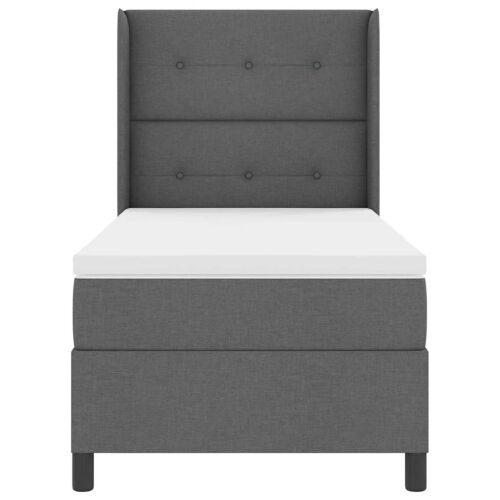 LED Box Spring Krevet Tamno siva 100 x 200 cm tkanina - Tamno siva 100 x 200 cm Prošiveno gumbima Cijena