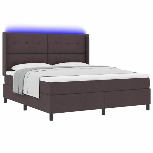 LED Box Spring Krevet Tamno smeđa 180 x 200 cm tkanina - Tamno smeđa 180 x 200 cm Prošiveno gumbima Cijena