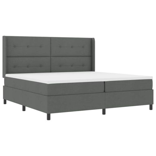LED Box Spring Krevet Tamno siva 200 x 200 cm tkanina - Tamno siva 200 x 200 cm Prošiveno gumbima Cijena