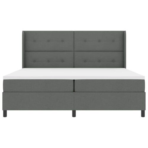 LED Box Spring Krevet Tamno siva 200 x 200 cm tkanina - Tamno siva 200 x 200 cm Prošiveno gumbima Cijena