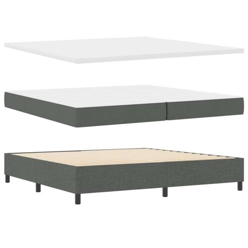 LED Box Spring Krevet Tamno siva 200 x 200 cm tkanina - Tamno siva 200 x 200 cm Prošiveno gumbima Cijena
