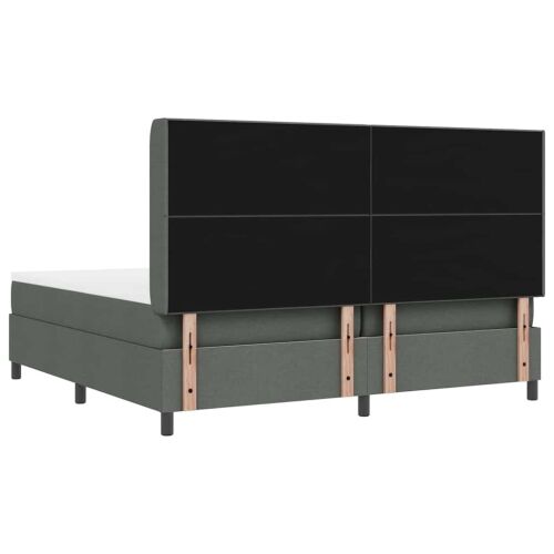 LED Box Spring Krevet Tamno siva 200 x 200 cm tkanina - Tamno siva 200 x 200 cm Prošiveno gumbima Cijena