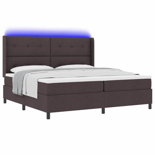 LED Box Spring Krevet Tamno smeđa 200 x 200 cm tkanina - Tamno smeđa 200 x 200 cm Prošiveno gumbima Cijena