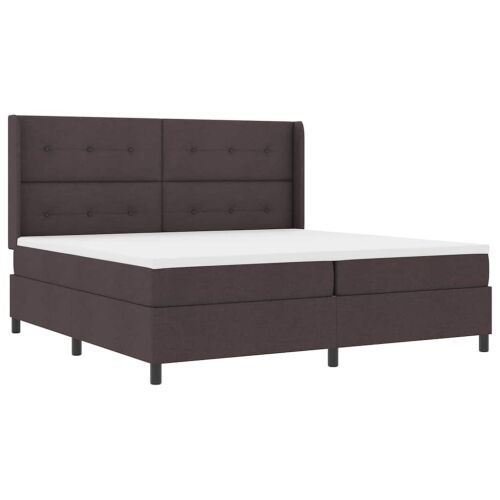 LED Box Spring Krevet Tamno smeđa 200 x 200 cm tkanina - Tamno smeđa 200 x 200 cm Prošiveno gumbima Cijena