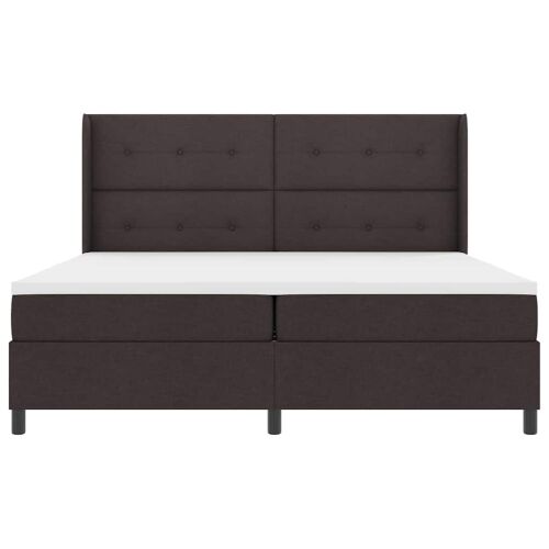 LED Box Spring Krevet Tamno smeđa 200 x 200 cm tkanina - Tamno smeđa 200 x 200 cm Prošiveno gumbima Cijena