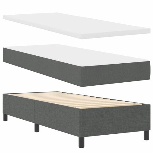 LED Box Spring Krevet Tamno siva 90 x 190 cm tkanina - Tamno siva 90 x 190 cm Dizajn s rombovima Cijena