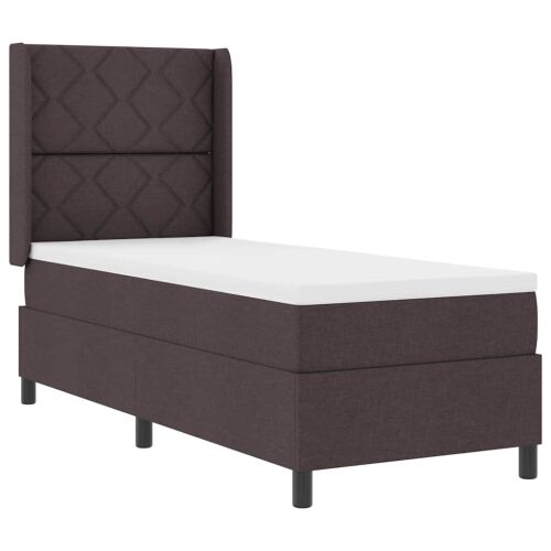 LED Box Spring Krevet Tamno smeđa 90 x 190 cm tkanina - Tamno smeđa 90 x 190 cm Dizajn s rombovima Cijena