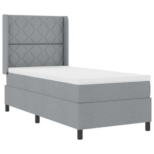 LED Box Spring Krevet Svijetlo siva 90 x 200 cm tkanina - Svjetlosiva 90 x 200 cm Dizajn s rombovima Cijena