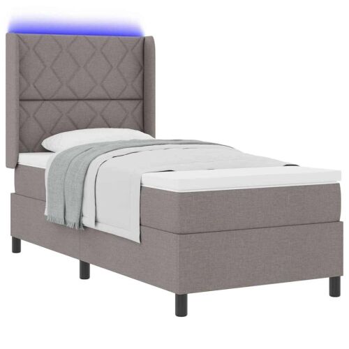 LED Box Spring Krevet Sivo-smeđa 90 x 200 cm tkanina - Sivosmeđa 90 x 200 cm Dizajn s rombovima Cijena