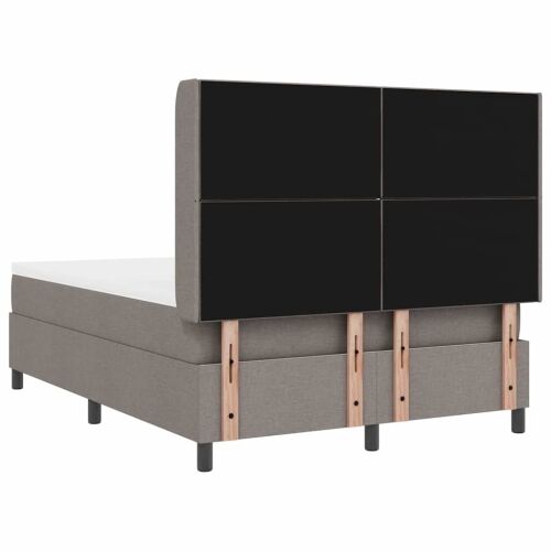 LED Box Spring Krevet Sivo-smeđa 140 x 190 cm tkanina - Sivo-smeđa 140 x 190 cm Dizajn s rombovima Cijena
