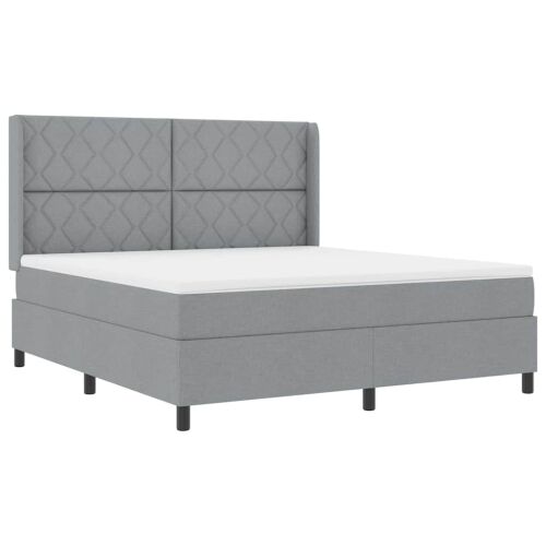 LED Box Spring Krevet Svijetlo siva 180 x 200 cm tkanina - Svjetlosiva 180 x 200 cm Dizajn s rombovima Cijena