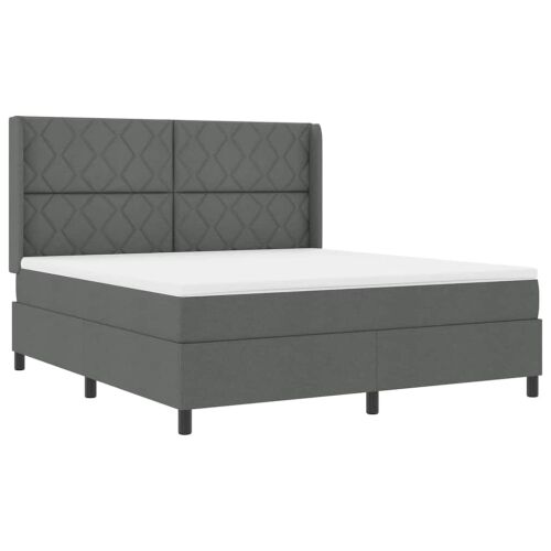 LED Box Spring Krevet Tamno siva 180 x 200 cm tkanina - Tamno siva 180 x 200 cm Dizajn s rombovima Cijena
