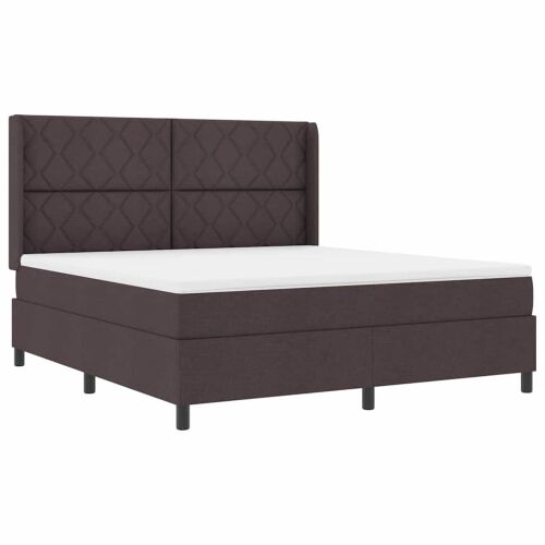 LED Box Spring Krevet Tamno smeđa 180 x 200 cm tkanina - Tamno smeđa 180 x 200 cm Dizajn s rombovima Cijena