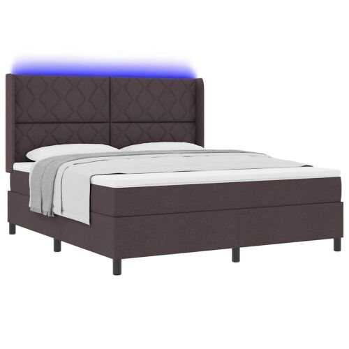 LED Box Spring Krevet Tamno smeđa 180 x 200 cm tkanina - Tamno smeđa 180 x 200 cm Dizajn s rombovima Cijena