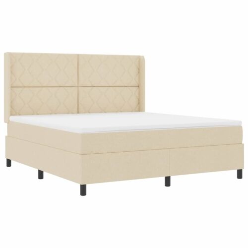 LED Box Spring Krevet s uzglavljem Krema 180 x 200 cm tkanina - Krema 180 x 200 cm Dizajn s rombovima Cijena