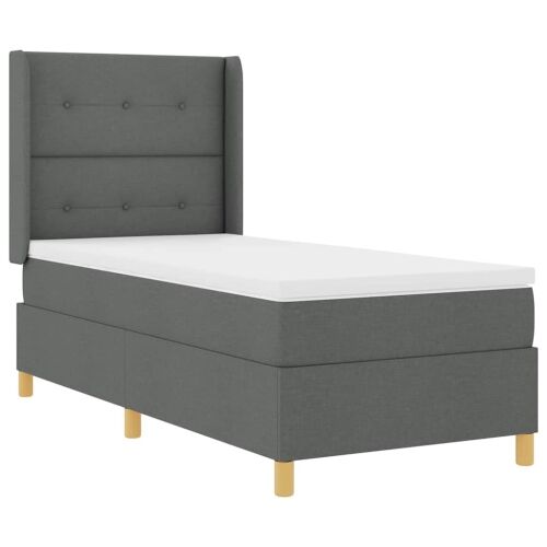Box spring krevet s LED trakama Siva 100 x 200 cm tkanina - Tamno siva 100 x 200 cm Prošiveno gumbima Cijena