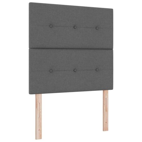 Box spring krevet s LED trakama Siva 100 x 200 cm tkanina - Tamno siva 100 x 200 cm Prošiveno gumbima Cijena