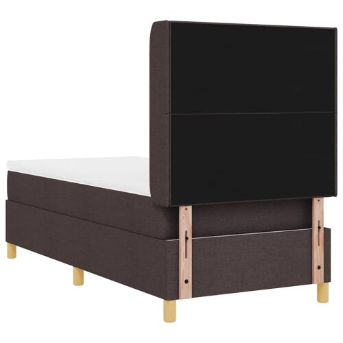 Box spring krevet s LED trakama Smeđa 100 x 200 cm tkanina - Tamno smeđa 100 x 200 cm Prošiveno gumbima Cijena
