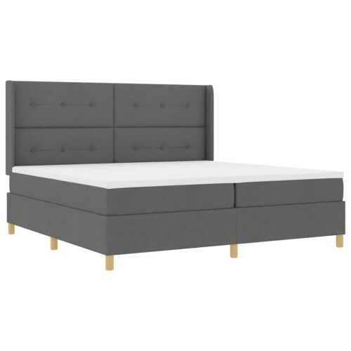 Box spring krevet s LED trakama Siva 200 x 200 cm tkanina - Tamno siva 200 x 200 cm Prošiveno gumbima Cijena