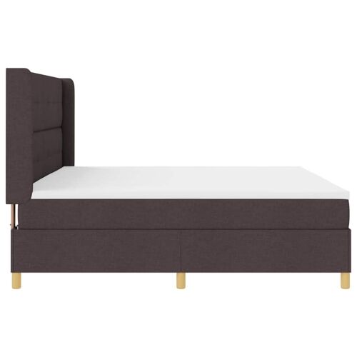 Box spring krevet s LED trakama Smeđa 200 x 200 cm tkanina - Tamno smeđa 200 x 200 cm Prošiveno gumbima Cijena
