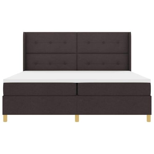 Box spring krevet s LED trakama Smeđa 200 x 200 cm tkanina - Tamno smeđa 200 x 200 cm Prošiveno gumbima Cijena