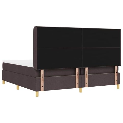 Box spring krevet s LED trakama Smeđa 200 x 200 cm tkanina - Tamno smeđa 200 x 200 cm Prošiveno gumbima Cijena