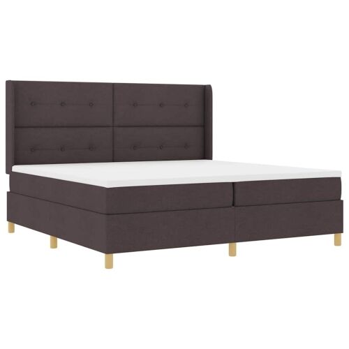 Box spring krevet s LED trakama Smeđa 200 x 200 cm tkanina - Tamno smeđa 200 x 200 cm Prošiveno gumbima Cijena