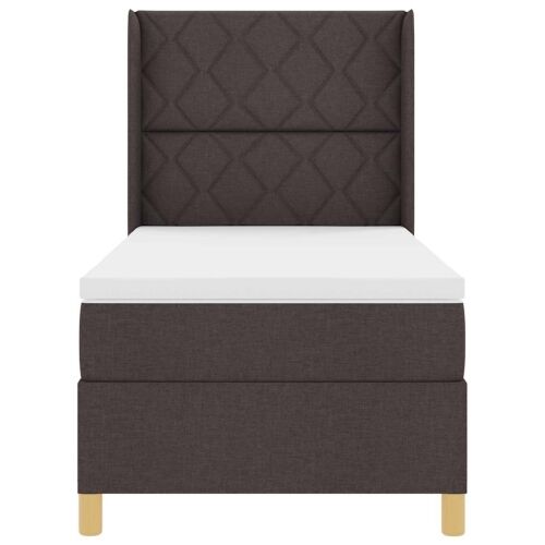 Box spring krevet s LED trakama Smeđa 90 x 190 cm tkanina - Tamno smeđa 90 x 190 cm Dizajn s rombovima Cijena
