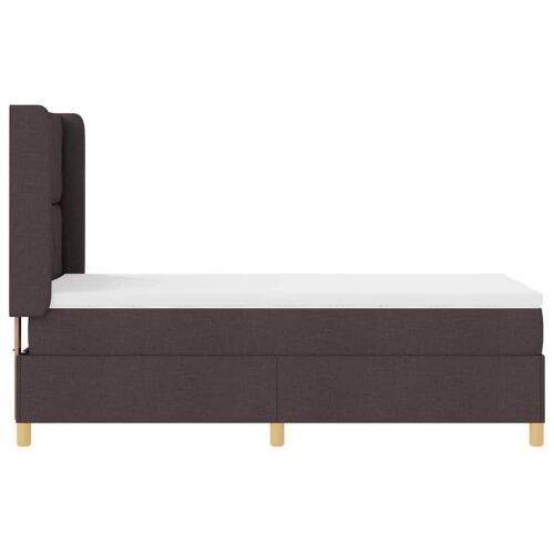 Box spring krevet s LED trakama Smeđa 90 x 190 cm tkanina - Tamno smeđa 90 x 190 cm Dizajn s rombovima Cijena