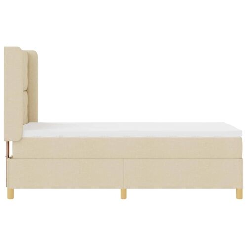 Box spring krevet s LED trakama Krema 90 x 190 cm tkanina - Krema 90 x 190 cm Dizajn s rombovima Cijena