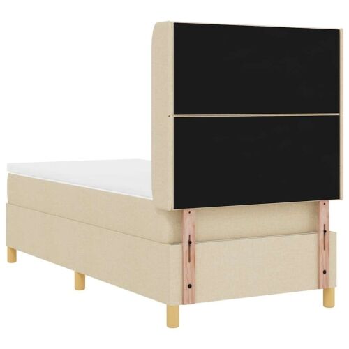 Box spring krevet s LED trakama Krema 90 x 190 cm tkanina - Krema 90 x 190 cm Dizajn s rombovima Cijena