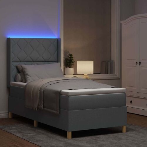 Box spring krevet Svijetlo siva 90 x 200 cm tkanina - Svjetlosiva 90 x 200 cm Dizajn s rombovima Cijena