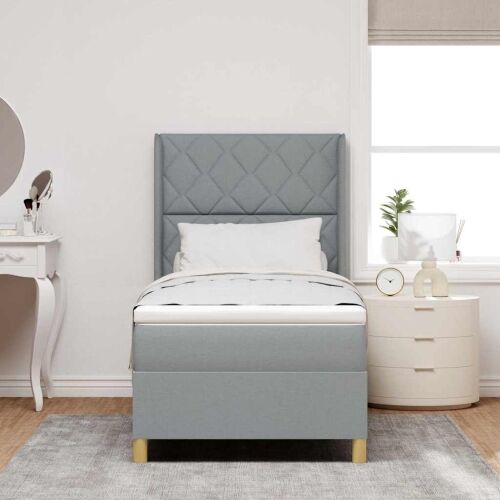 Box spring krevet Svijetlo siva 90 x 200 cm tkanina - Svjetlosiva 90 x 200 cm Dizajn s rombovima Cijena