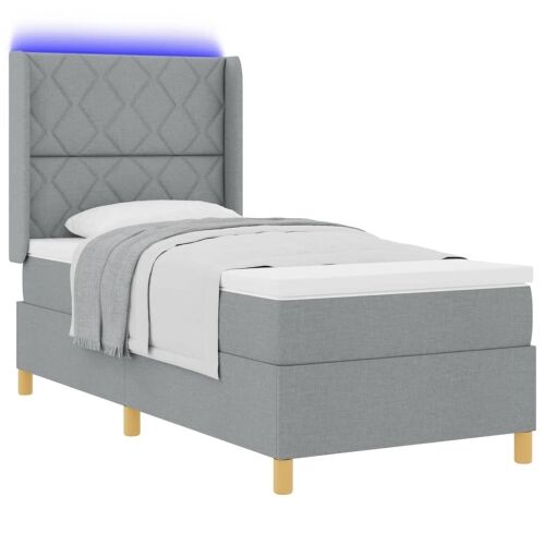 Box spring krevet Svijetlo siva 90 x 200 cm tkanina - Svjetlosiva 90 x 200 cm Dizajn s rombovima Cijena