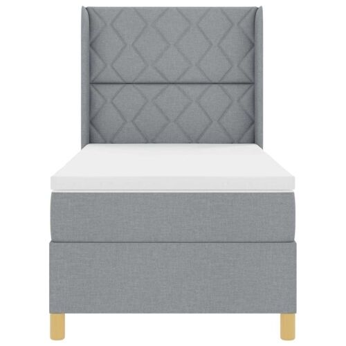 Box spring krevet Svijetlo siva 90 x 200 cm tkanina - Svjetlosiva 90 x 200 cm Dizajn s rombovima Cijena