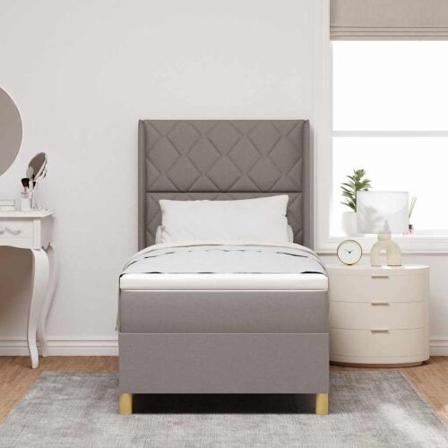 Box spring krevet Sivo-smeđa 90 x 200 cm tkanina - Sivosmeđa 90 x 200 cm Dizajn s rombovima Cijena