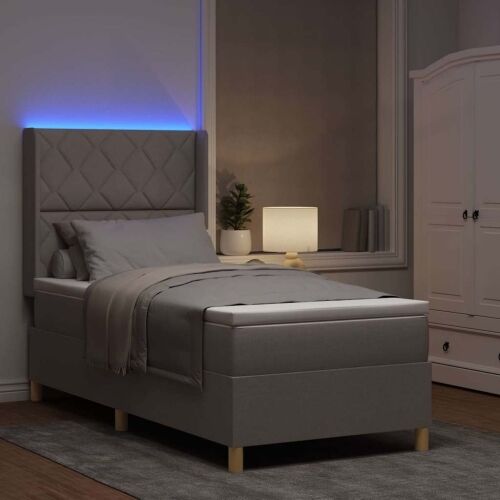 Box spring krevet Sivo-smeđa 90 x 200 cm tkanina - Sivosmeđa 90 x 200 cm Dizajn s rombovima Cijena