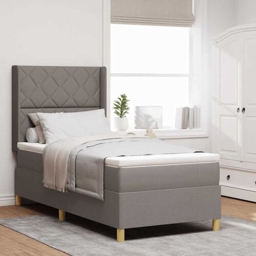 Box spring krevet Sivo-smeđa 90 x 200 cm tkanina - Sivosmeđa 90 x 200 cm Dizajn s rombovima Cijena