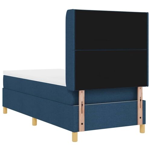 Box spring krevet s LED trakama Plava 90 x 200 cm tkanina - Plava 90 x 200 cm Dizajn s rombovima Cijena